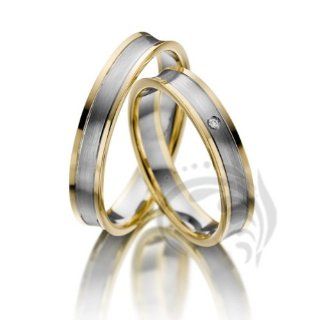Unique 14k Yellow White Yellow Gold His and Hers Matching Wedding rings 01 ct 4 mm Jewelry