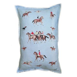 vintage linen, race horse cushion/pillow by clare carter designs