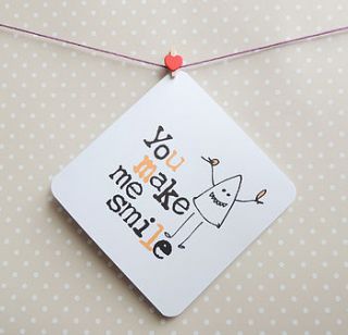 'you make me smile' greeting card by parsy
