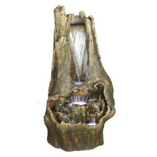 Yosemite Home Decor CW97001 3 Tier Waterfall in Tree Stump with LED Accent Lighting  Free Standing Garden Fountains  Patio, Lawn & Garden