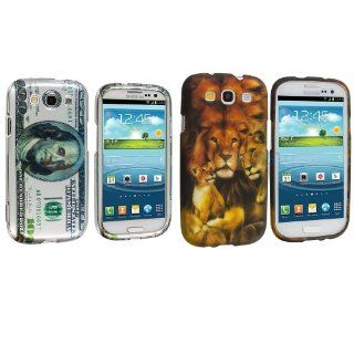 Hard Plastic Snap on Cover Fits Samsung i747 L710 T999 i535 R530 i9300 Galaxy S III Hundred Dollar Green + Rubberized Lion Family AT&T: Cell Phones & Accessories
