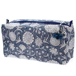 floral block printed wash bag by andara