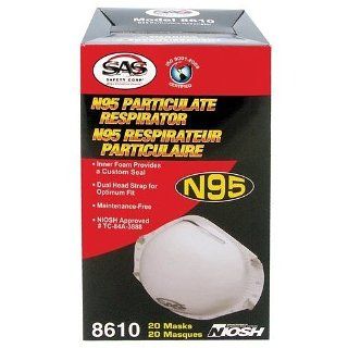 12 Pack SAS Safety 8610 N95 Rated Particulate Respirator / Dust Mask   20 per Package: Industrial & Scientific