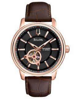 Bulova Mens Automatic Mechanical Brown Leather Strap Watch 45mm 97A109   Watches   Jewelry & Watches