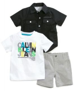 Calvin Klein Baby Boys 3 Piece Tee, Shirt & Pants Set   Kids
