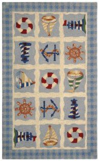 Safavieh Chelsea Collection HK239A 2 Hand hooked Wool Area Rug, 1 Feet 8 Inch by 2 Feet 6 Inch, Blue   Nautical Rugs