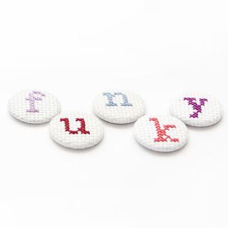 cross stitch initial letter pin badge by the bellwether