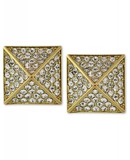 Vince Camuto Earrings, Gold Tone Glass Pave Pyramid Stud Earrings   Fashion Jewelry   Jewelry & Watches