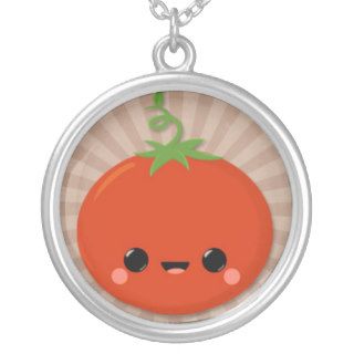 Kawaii Tomato on Brown Starburst Custom Necklace