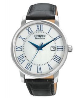 Citizen Mens Eco Drive Black Leather Strap Watch 42mm AO9000 06B   Watches   Jewelry & Watches