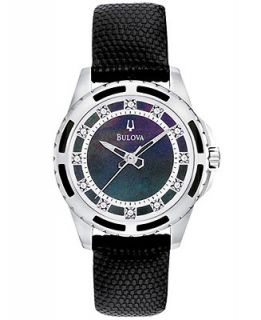 Bulova Womens Black Lizard Leather Strap Watch 28mm 98P118   Watches   Jewelry & Watches