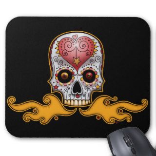 Sugar Skull with Flames mousepad
