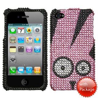 Hard Plastic Snap on Cover Fits Apple iPhone 4 4S Caffeinated Rabbit Premium Full Diamond/Rhinestone Plus A Free LCD Screen Protector AT&T, Verizon (does NOT fit Apple iPhone or iPhone 3G/3GS or iPhone 5/5S/5C): Cell Phones & Accessories