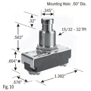 Selecta SS228 BG Push Button Capped Actuator Switch SPST N.O. Momentary Contact   Nickel: Home Improvement
