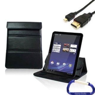 Gizmo Dorks Faux Leather Case / Stand (Black) and HDMI Cable with Carabiner Key Chain for the Motorola Xoom Tablet: Computers & Accessories