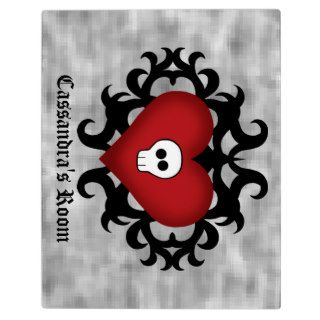 Super cute gothic damask skull heart black and red display plaques
