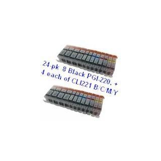 D@J Canon PGI 220 & CLI 221 Compatible Set of 24 Ink Cartridges: 8 Pigment Black PGI 220, 4 each of CLI221 B/C/M/Y for Canon Pixma Canon iP3600 iP4600 iP4700 MP560 MP620 MP640 MX860 MP980: Electronics