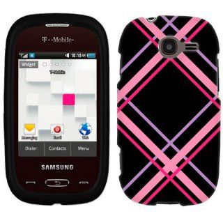 Samsung Gravity Q Pink Black Tartan Plaid on Black Phone Case Cover: Cell Phones & Accessories