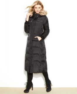 MICHAEL Michael Kors Hooded Faux Fur Trim Maxi Puffer Coat   Coats   Women