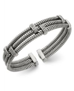 Diamond Bracelet, Sterling Silver Black and White Diamond Bypass Bangle (1/4 ct. t.w.)   Bracelets   Jewelry & Watches