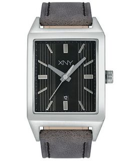 XNY Watch, Mens Urban Expedition Gray Leather Strap 36mm BV8093X1   Watches   Jewelry & Watches