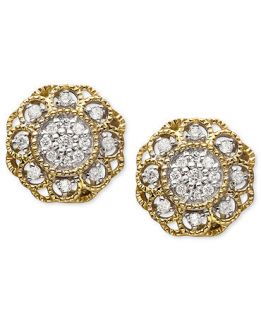 YellOra Diamond Earrings, YellOra Diamond Cluster Flower Stud Earrings (1/4 ct. t.w.)   Earrings   Jewelry & Watches