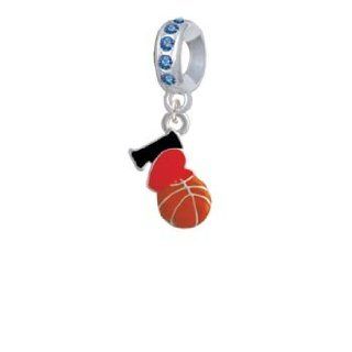 I Love Basketball   Red Heart Sapphire Crystal Charm Bead Dangle: Delight Jewelry: Jewelry