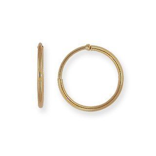 14k Yellow Gold Medium to Large (M/L) Size 1 1/4" (30mm) Non Pierced Hoop Earrings. HypoAllergenic Jewelry