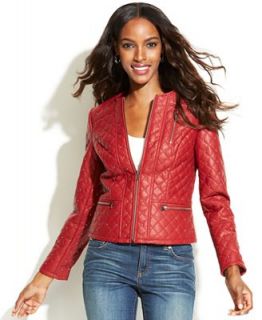 INC International Concepts Studded Quilted Faux Leather Jacket   Jackets & Blazers   Women