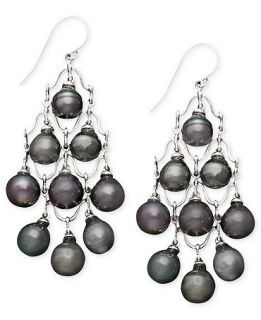 Pearl Earrings, Sterling Silver Cultured Tahitian Pearl Chandelier   Earrings   Jewelry & Watches