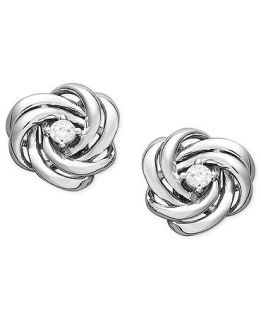 Wrapped in Love Diamond Earrings, 14k White Gold Diamond Knot Earrings (1/10 ct. t.w.)   Earrings   Jewelry & Watches