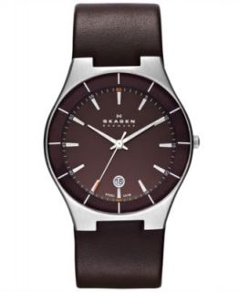 Skagen Denmark Watch, Mens Black Leather Strap 233XXLSLB   Watches   Jewelry & Watches