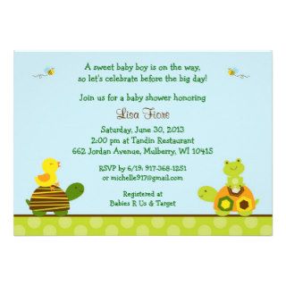 Frog Turtle Duck Baby Shower Invitations