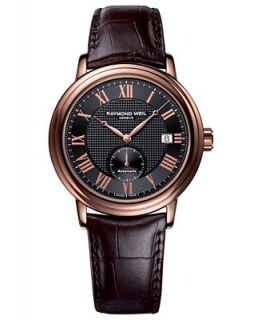 RAYMOND WEIL Watch, Mens Swiss Automatic Maestro Brown Leather Strap 40mm 2838 PC5 00209   Watches   Jewelry & Watches