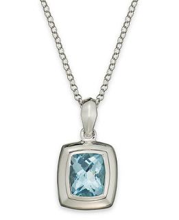 Sterling Silver Necklace, Blue Topaz Cushion Pendant (6 1/2 ct. t.w.)   Necklaces   Jewelry & Watches