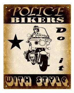 POLICE BIKE sign cop law badge / mancave retro vintage Wall Decor 197  Other Products  
