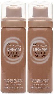 Maybelline Dream Nude Airfoam Air Infused Foundation 350 CARAMEL (PACK OF 2)  Mascara  Beauty