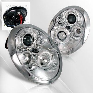 Mini Cooper, Cooper S 01 02 03 04 05 Projector Headlights /w Halo/Angel Eyes (NOT for factory Xenon) ~ pair set (Chrome): Automotive