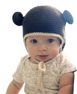 Melondipity Boys Chocolate Brown Organic Crochet Bear Baby Hat   Cute Beanie: Clothing
