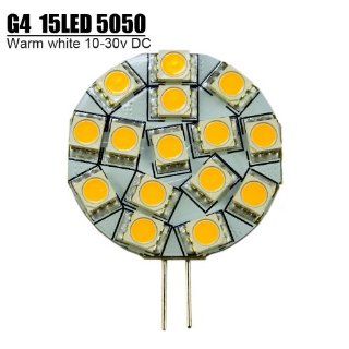 Zitrades Round Shape ,Disc Type G4 Base Side Pin 15 SMD LED, 10 Watt Holagen 197 Lumen Bulb Replacemnt For RV Camper Trailer Boat Marine Warm White,G4, PCB Dia. Approx 40mm, 15 SMD5050 LED,Warm White, Side Pin 10 30V DC Car Light BY ZITRADES: Automotive