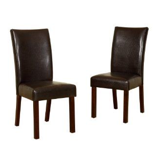 Brown Faux Leather Dining Chairs, Set of 2  