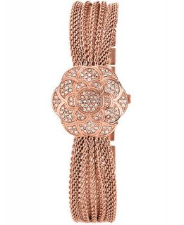Anne Klein Watch, Womens Flower Case Cover Rose Gold Tone Mesh Layer Bracelet 22mm AK 1046RGCV   Watches   Jewelry & Watches
