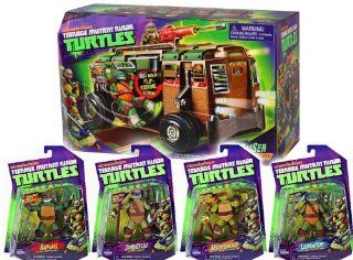 Nickelodeon Teenage Mutant Ninja Turtles Set of 4 Basic Turtles Action Figures & Shellraiser [Leonardo, Michelangelo, Raphael, Donatello & Shellraiser]: Toys & Games