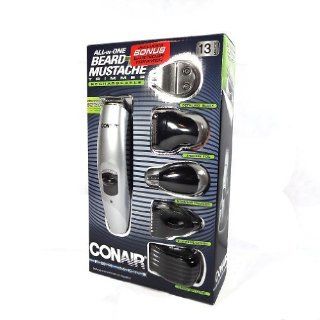 Conair 13 Piece Rechargeable ALL IN ONE BEARD & MUSTACHE TRIMMER Grooming System GMT189BGB: Health & Personal Care
