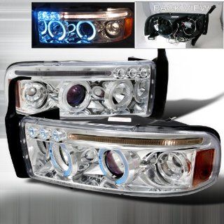 94 95 96 97 98 99 00 01 Dodge Ram Halo Projector Headlights   Chrome (Pair): Automotive