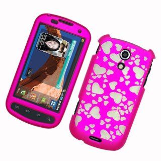 Multi Golden Hearts on Hot Pink Snap on Rubberized Hard Skin Shell Protector Cover Case for Samsung Epic 4g + Microfiber Pouch Bag + Case Opener: Cell Phones & Accessories