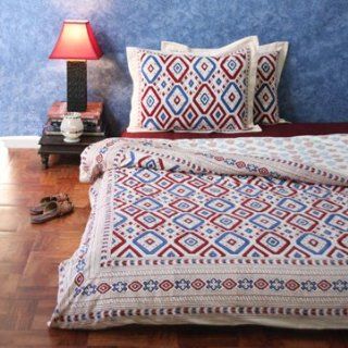 Navajo Rhythms ~ Red White Blue Southwestern King Duvet Cover 90x108   South Western Print Bedding