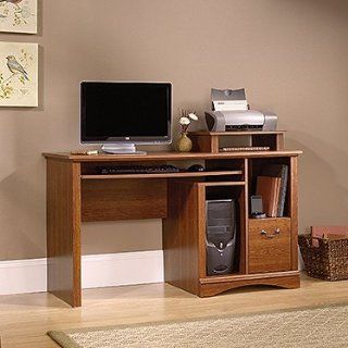 Planked Cherry 53" Computer Desk with File Drawer : Office Products