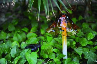 Coloriscape Solar Mushroom Yard Art, Amber : Garden Stakes : Patio, Lawn & Garden