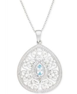 B. Brilliant Sterling Silver Necklace, London Blue Cubic Zirconia Necklace (7 1/3 ct. t.w.)   Necklaces   Jewelry & Watches